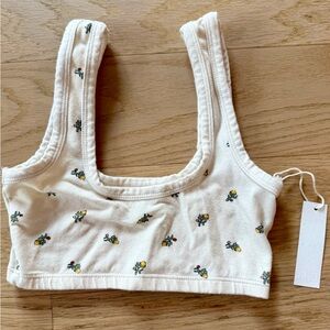 ARQ Wide Strap Bra / Yellow Calico / XS - NWT